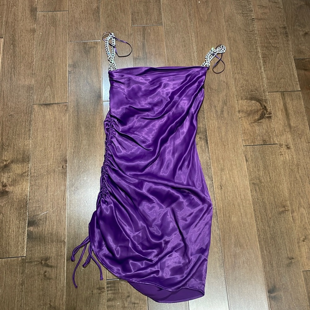 Zara Purple Mini Dress with Chain Straps